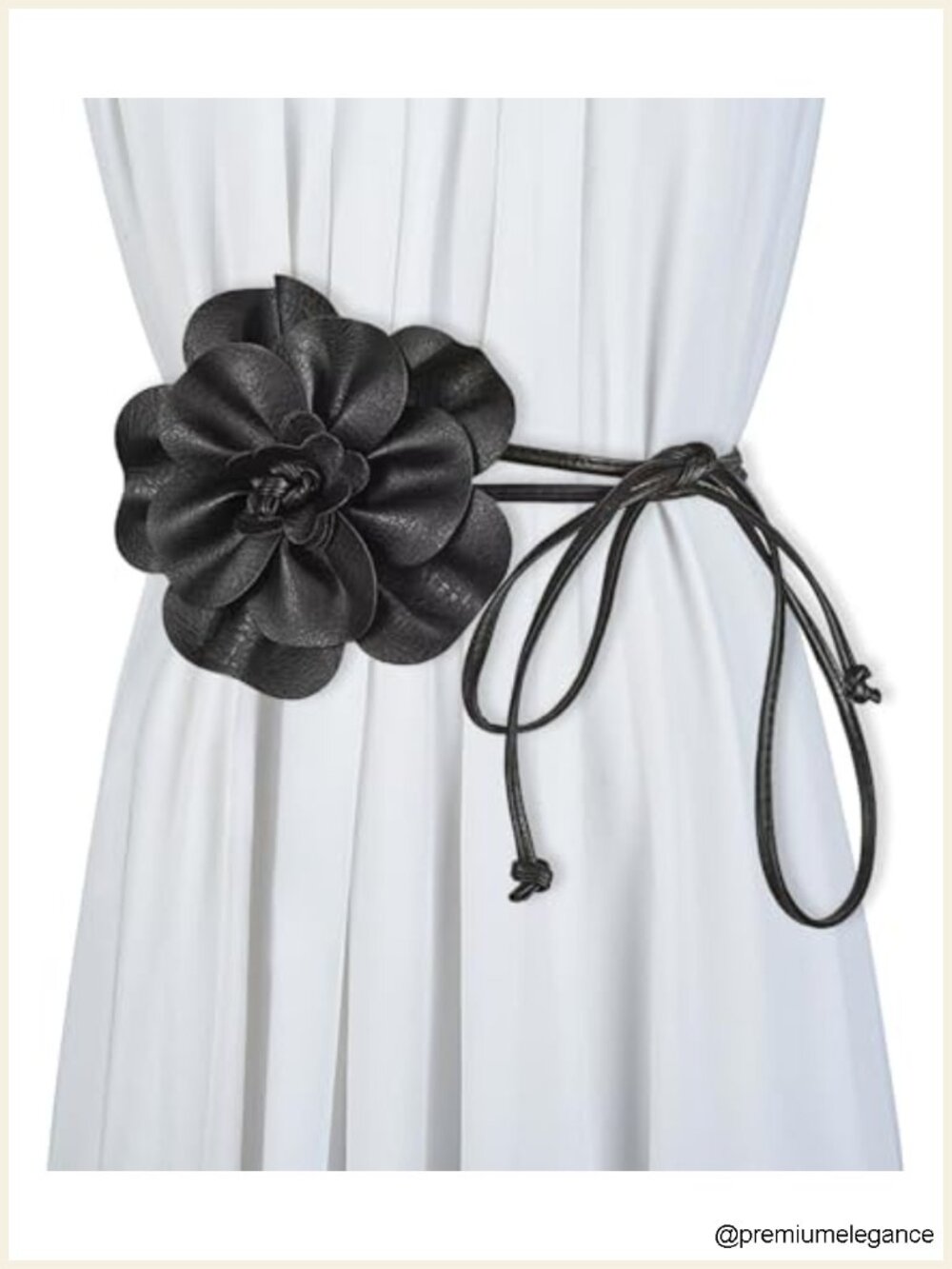 PU Leather Floral Waist Tie Belt Cinch Belt for Dresses